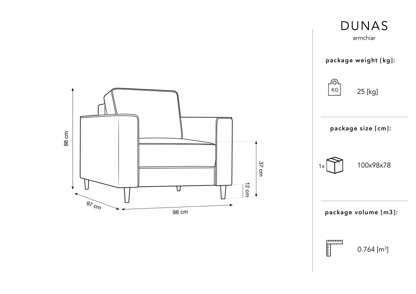 Tugitool Micadoni Home Dunas, must hind ja info | Tugitoolid ja tugitoolvoodid | kaup24.ee