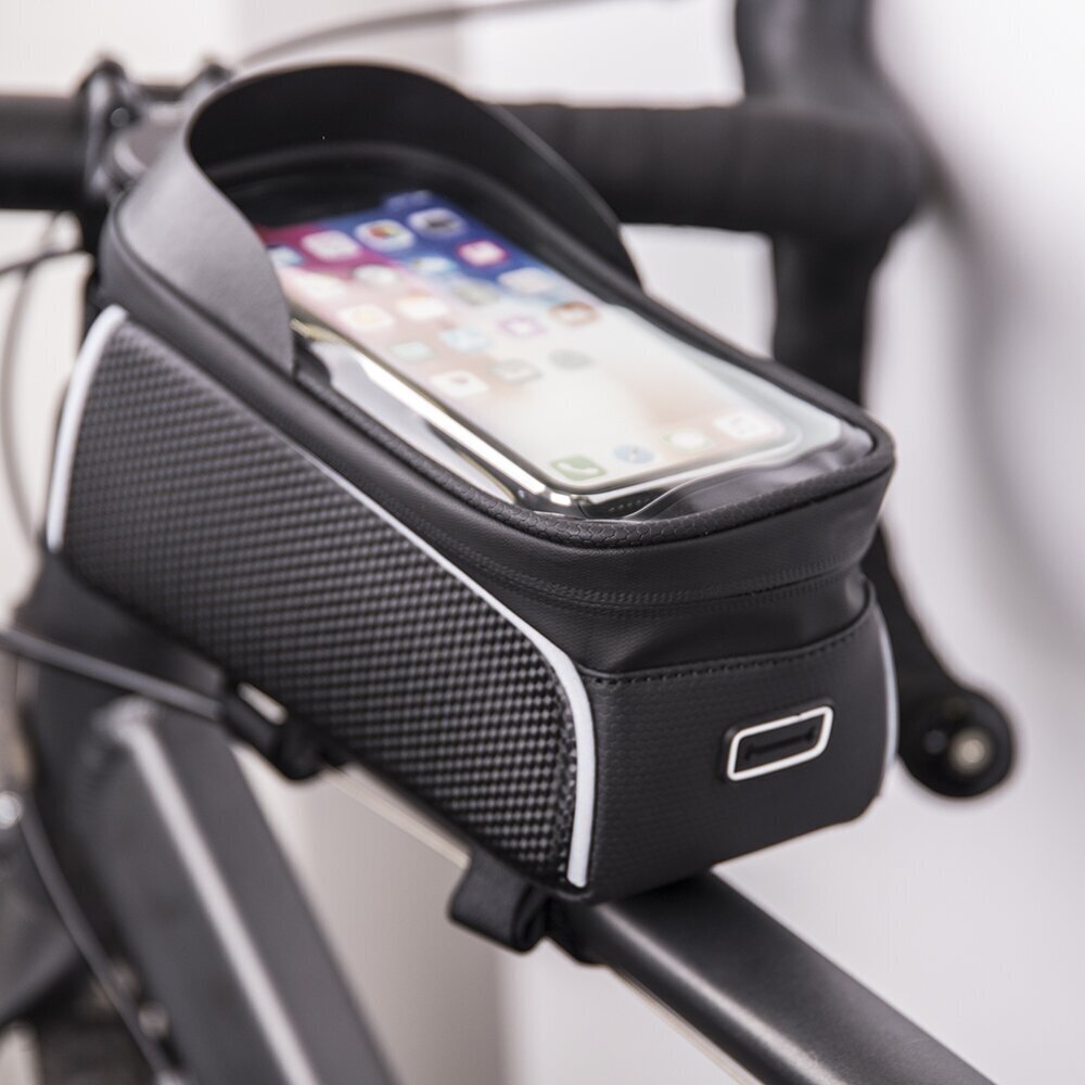 Waterproof bike frame bag with shielded phone holder Model02 black цена и информация | Mobiiltelefonide hoidjad | kaup24.ee