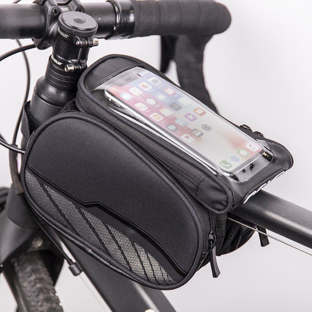 Waterproof bicycle frame bag with a removable phone case black hind ja info | Mobiiltelefonide hoidjad | kaup24.ee