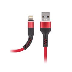 Кабель Maxlife MXUC-01 USB - Lightning, 1.0 м 2А, красный нейлон цена и информация | Кабели для телефонов | kaup24.ee