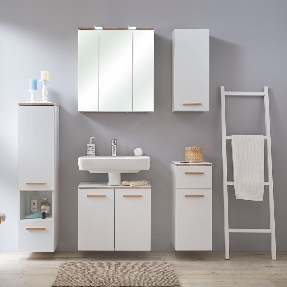 Led valgustusega vannitoamööbli komplekt 931 valge läige цена и информация | Vannitoa komplektid | kaup24.ee