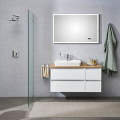 Комплект мебели для ванной с LED-светильником и раковиной 360 белый глянцевый цена и информация | Комплекты в ванную | kaup24.ee
