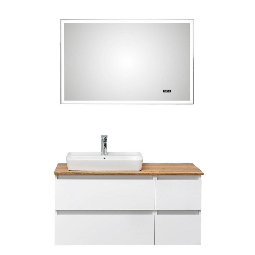 Led valgustusega vannitoamööbli komplekt ja valamu 360 valge läige hind ja info | Vannitoa komplektid | kaup24.ee