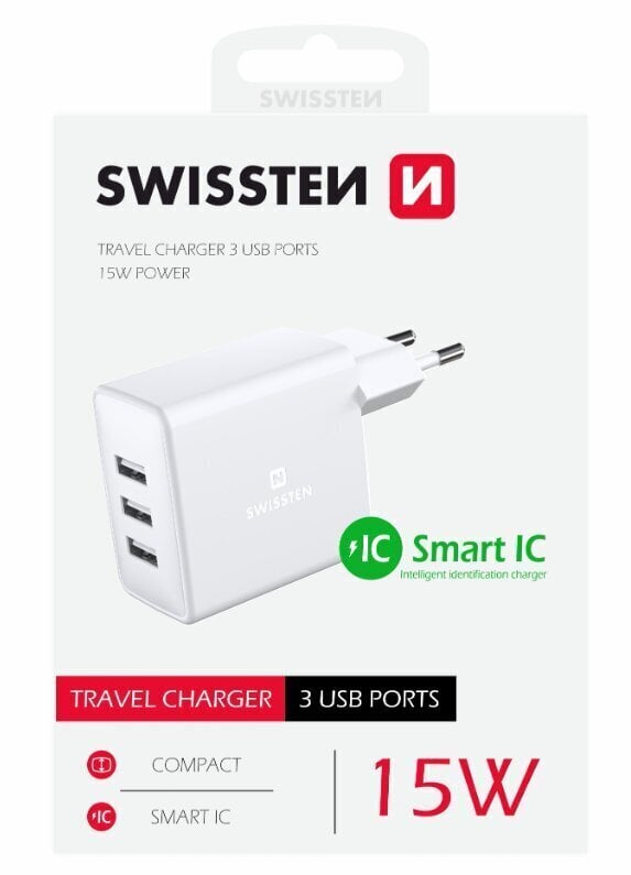 Swissten Smart IC 3x USB 3А 15W цена и информация | Mobiiltelefonide laadijad | kaup24.ee