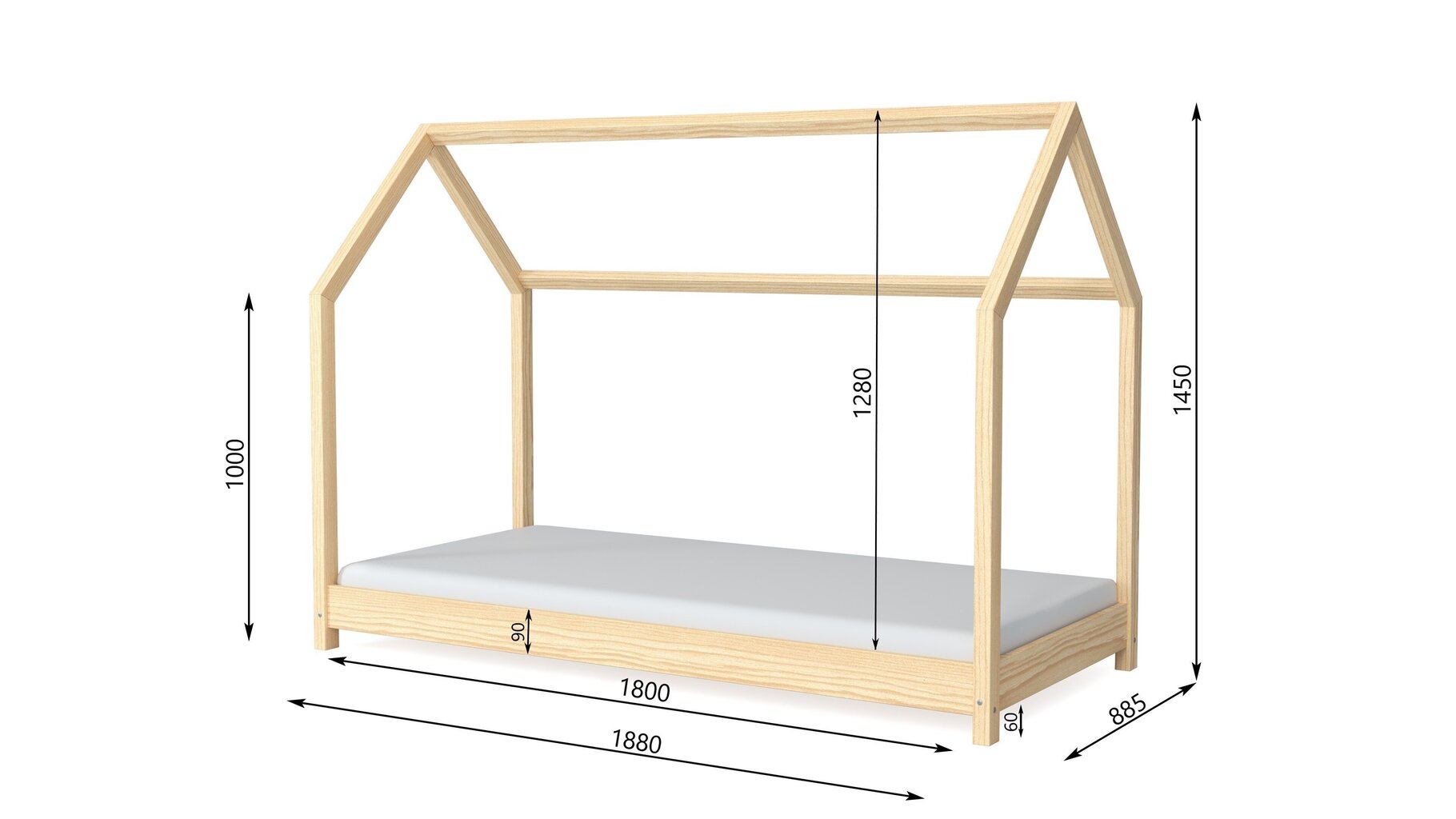 Lastevoodi Kocot Kids Bella, 80x180 cm, puidu värvi цена и информация | Lastevoodid | kaup24.ee