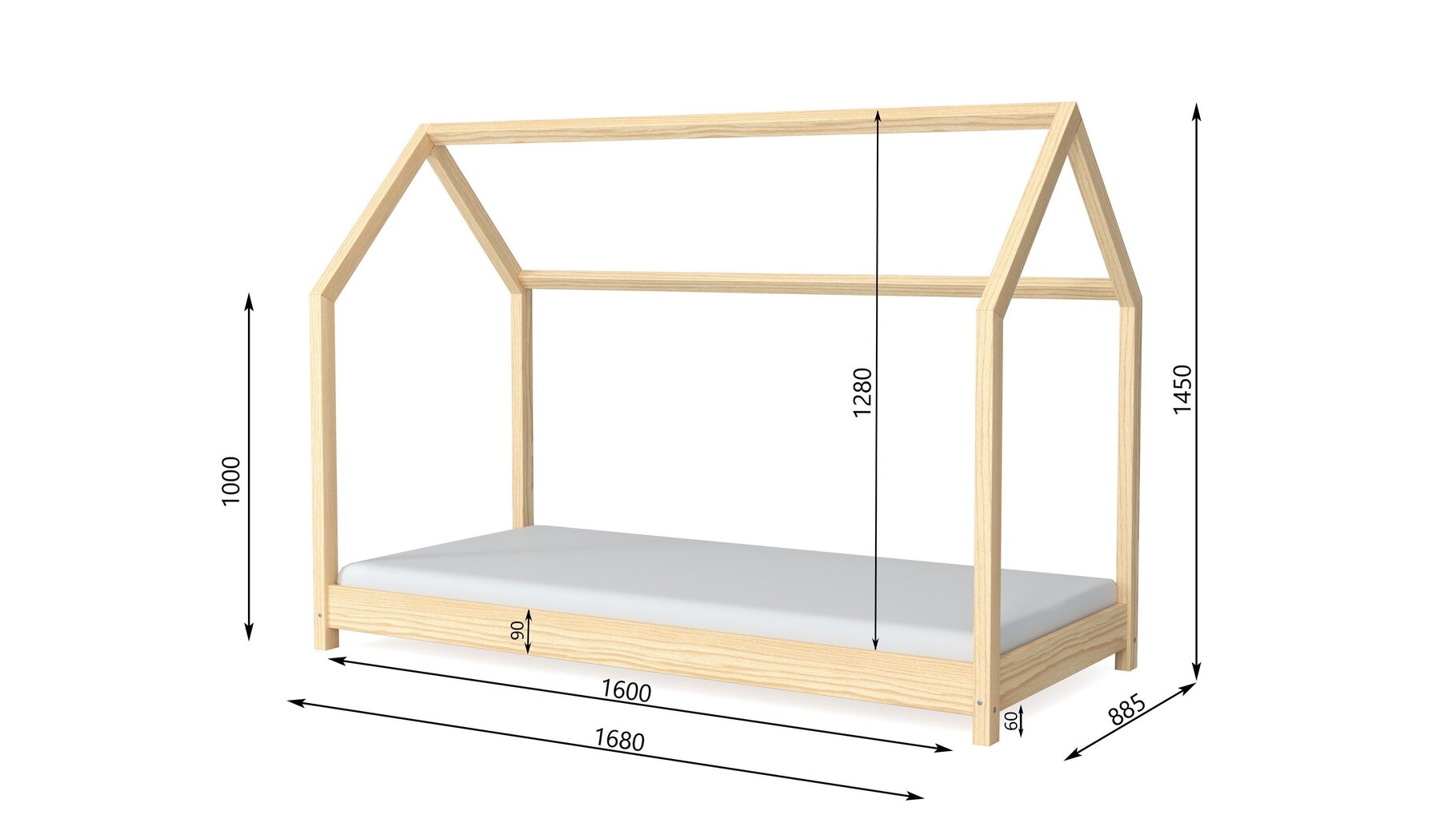 Lastevoodi Kocot Kids Bella, 80x160 cm, puidu värvi hind ja info | Lastevoodid | kaup24.ee