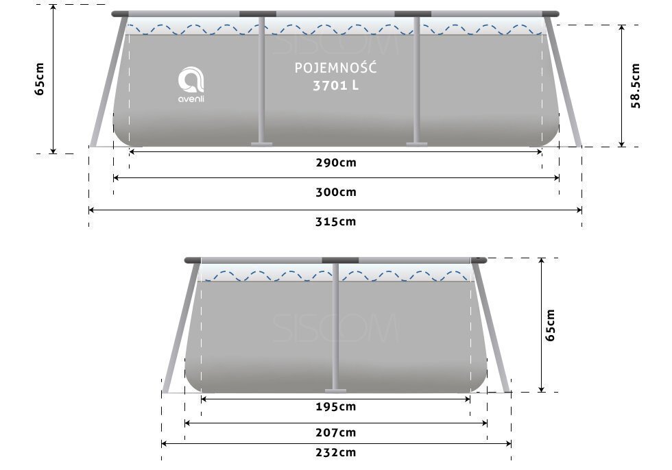 Aiabassein Avenli 300x207x65 cm hind ja info | Basseinid | kaup24.ee