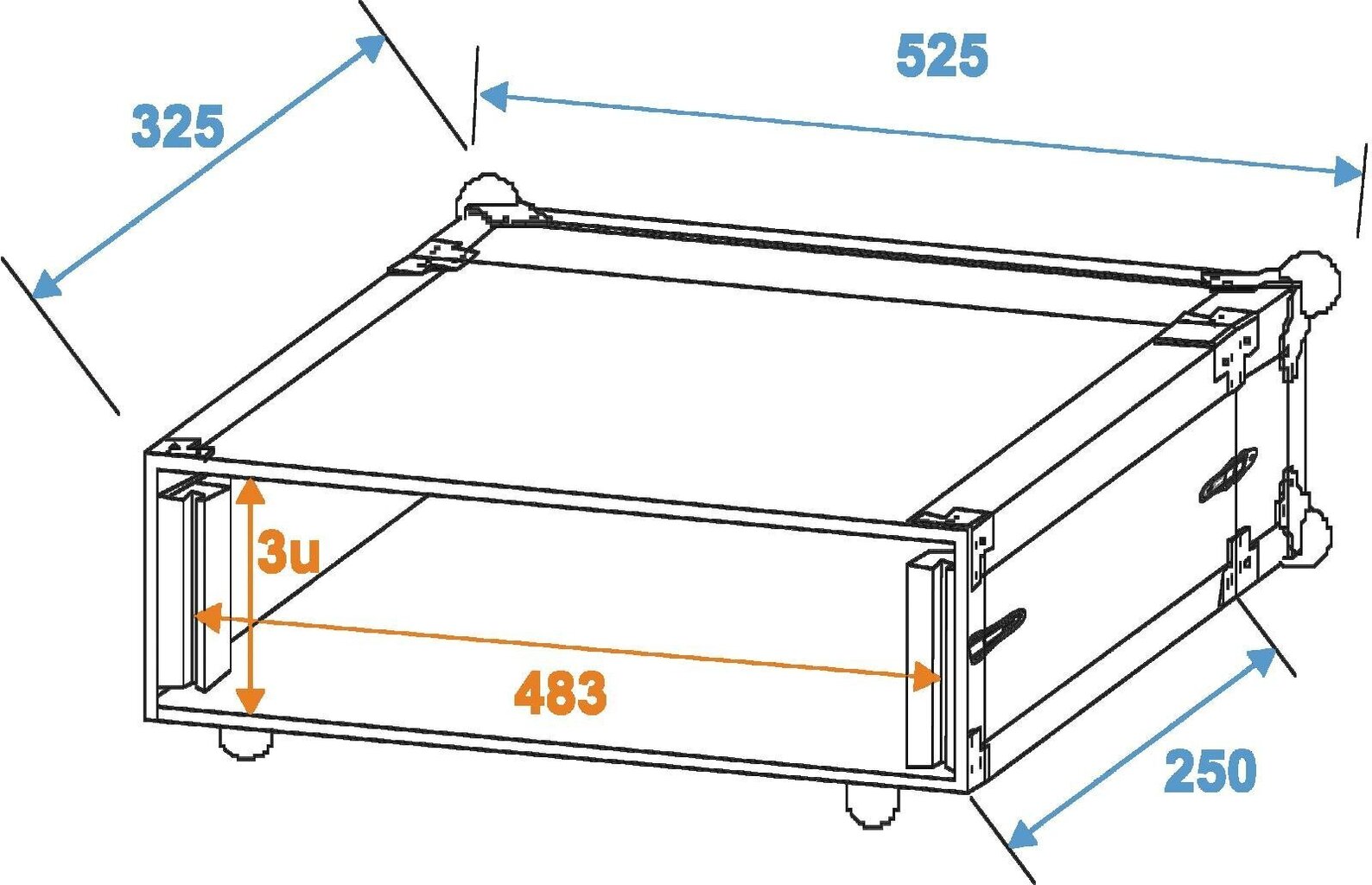 Transpordikast Roadinger 19" CO DD, 3U 24cm цена и информация | Muusikariistade tarvikud | kaup24.ee