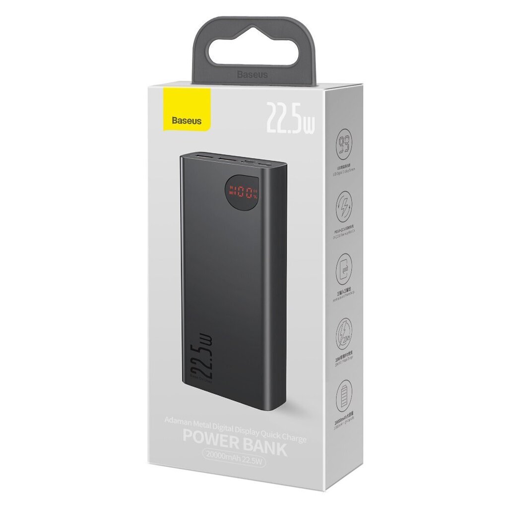 Powerbank Baseus Adaman Metal, 20000mAh, 22.5W (black) цена и информация | Akupangad | kaup24.ee