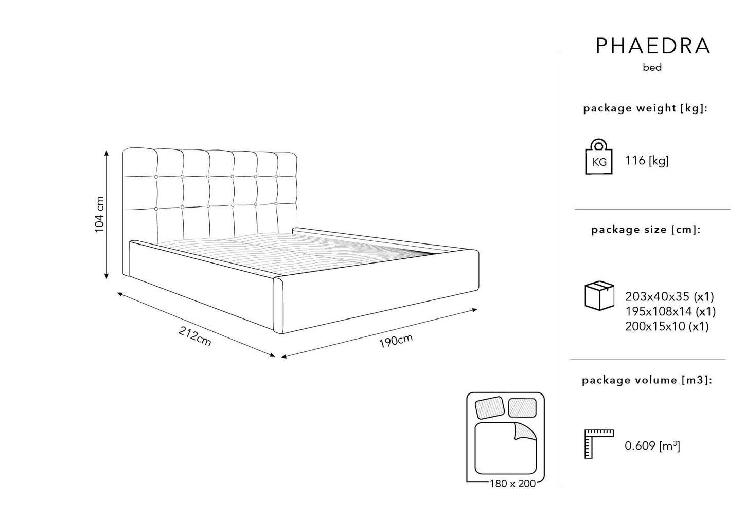 Voodi Micadoni Home Phaedra 180x200 cm, veluur, must цена и информация | Voodid | kaup24.ee