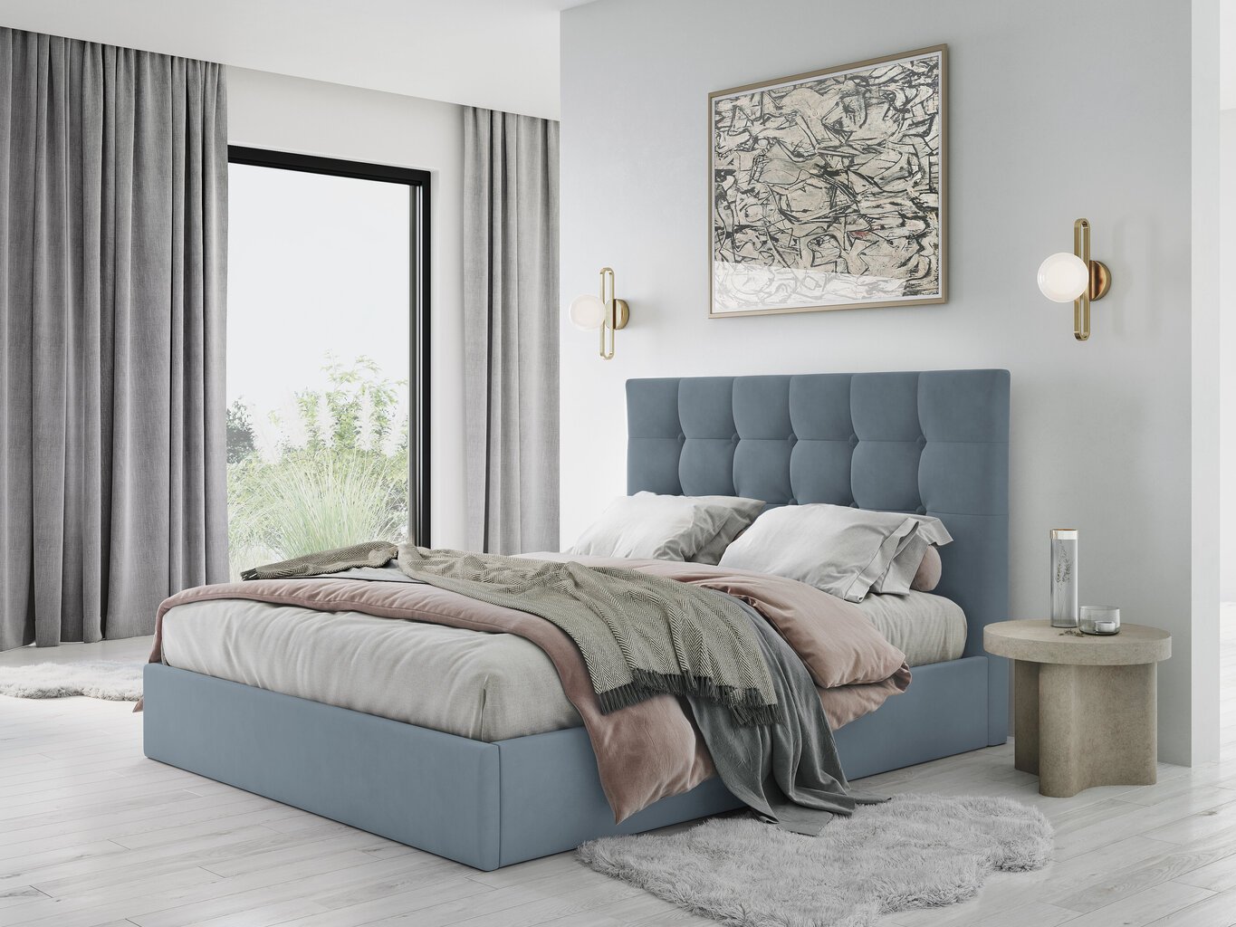 Voodi Micadoni Home Phaedra 180x200 cm, veluur, helesinine hind ja info | Voodid | kaup24.ee