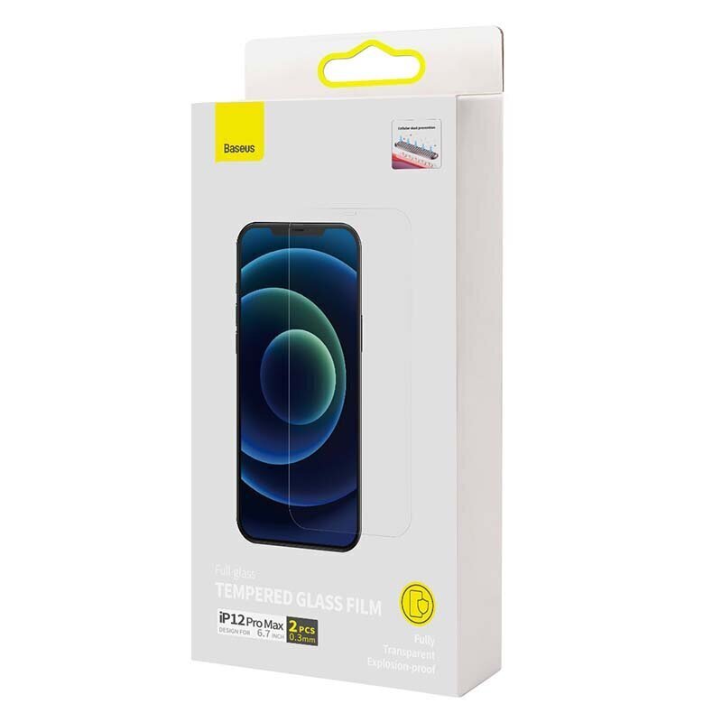 Tempered glass 0.3mm Baseus for iPhone 12 Pro Max 6.7inch (2pcs) hind ja info | Ekraani kaitsekiled | kaup24.ee