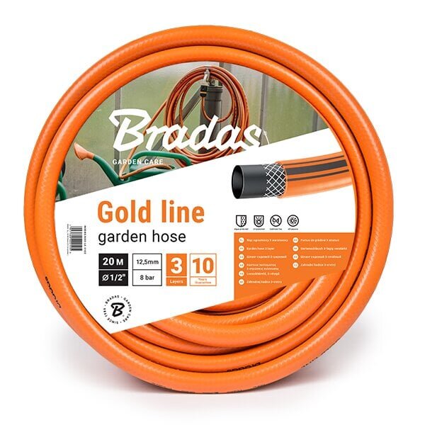 Aia kastmisvoolik Bradas GOLD LINE 1/2" - 30 m цена и информация | Kastekannud, voolikud, niisutus | kaup24.ee