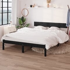 vidaXL voodiraam, must, toekas männipuit, 140 x 190 cm цена и информация | Кровати | kaup24.ee