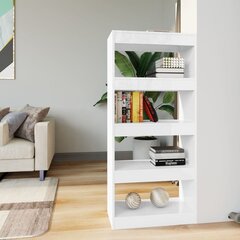 vidaXL raamaturiiul/ruumijagaja, läikiv valge, 60x30x135 cm, tehispuit hind ja info | Riiulid | kaup24.ee