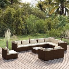 Садовый комплект мебели с подушками, 11 частей, коричневый цена и информация | Комплекты уличной мебели | kaup24.ee