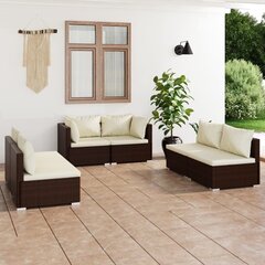 Садовый комплект мебели с подушками, 6 частей, коричневый цена и информация | Комплекты уличной мебели | kaup24.ee