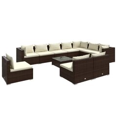Комплект мебели с подушками, 11 частей, коричневый цена и информация | Комплекты уличной мебели | kaup24.ee