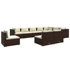 Комплект мебели с подушками, 10 частей, коричневый цена и информация | Комплекты уличной мебели | kaup24.ee