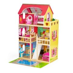 Деревянный кукольный домик Ecotoys с аксессуарами и подсветкой, W06A333E цена и информация | Игрушки для девочек | kaup24.ee