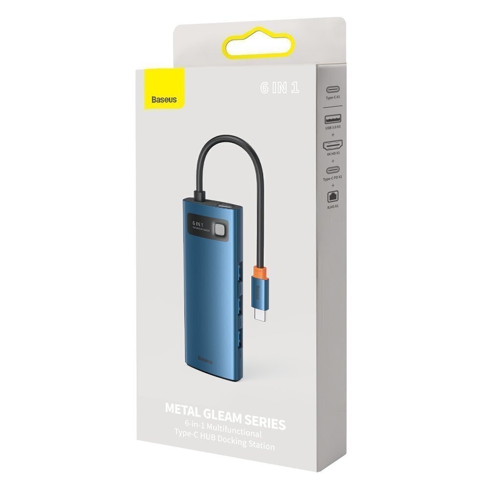 Adapter Baseus Gleam 6in1 Hpe C - USB Type C hind ja info | USB jagajad, adapterid | kaup24.ee