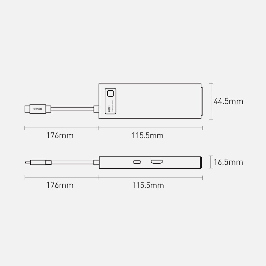 Adapter Baseus Gleam 6in1 Hpe C - USB Type C hind ja info | USB jagajad, adapterid | kaup24.ee