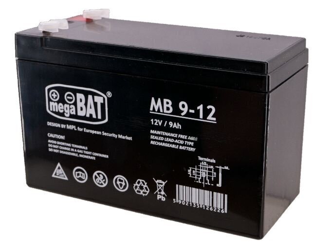 Mpl power elektriaku Megabat 12V 9Ah F1(187) AGM, 3-5 aastat цена и информация | Patareid | kaup24.ee