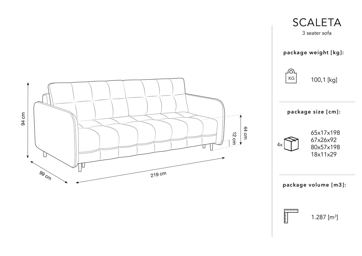 Kolmekohaline diivan Micadoni Home Scaleta, tumehall/must hind ja info | Diivanid ja diivanvoodid | kaup24.ee