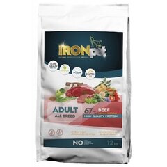 Kuivtoit koertele Ironpet Beef Adult All Breed proteiinisööt täiskasvanud koertele, 12 kg цена и информация | Сухой корм для собак | kaup24.ee