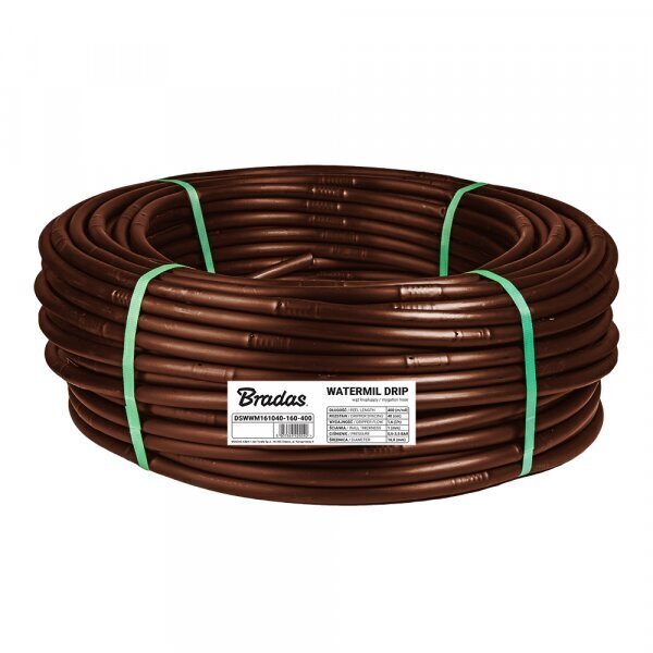 Tilk-kastmisvoolik Bradas WATER DRIP PRO BROWN, 100 m (16 / 1,2mm / 33cm / 2,2l/h) цена и информация | Kastekannud, voolikud, niisutus | kaup24.ee