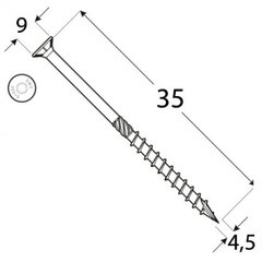 Puidukruvi CS 4,5 x 35, 200tk TX20 hind ja info | Kinnitusvahendid | kaup24.ee