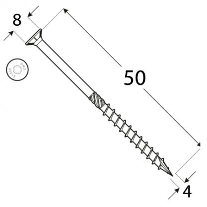 Puidukruvi CS 4 x 50 200tk TX20 цена и информация | Kinnitusvahendid | kaup24.ee