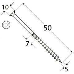 Шурупы по дереву CS 5x50 200шт TX25 цена и информация | Для укрепления | kaup24.ee