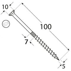 Puidukruvi CS 5 x 100 100tk TX25 hind ja info | Kinnitusvahendid | kaup24.ee