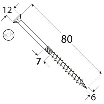 Puidukruvi CS 6 x 80, 200tk TX30 цена и информация | Kinnitusvahendid | kaup24.ee