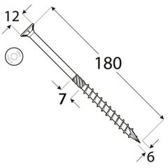 Шурупы по дереву CS 6x180 100шт TX30 цена и информация | Инструменты крепления | kaup24.ee