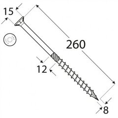 Puidukruvi CS 8 x 260, 50tk TX40 hind ja info | Kinnitusvahendid | kaup24.ee