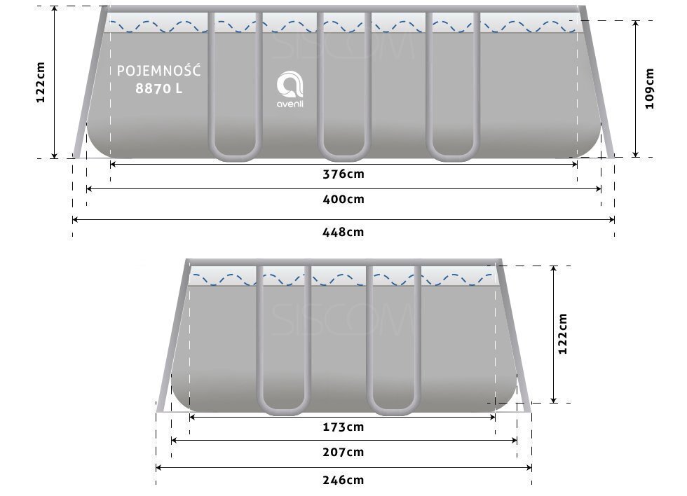 Aiabassein Avenli 400x207x122 cm hind ja info | Basseinid | kaup24.ee