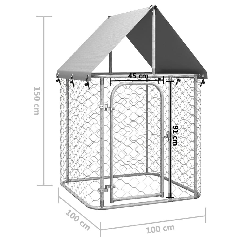 vidaXL katusega koeraaed, 100 x 100 x 150 cm hind ja info | Pesad, kuudid | kaup24.ee