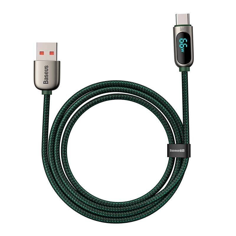 Baseus Display Cable USB to Type-C, 66W, 2m (green) hind ja info | Mobiiltelefonide kaablid | kaup24.ee