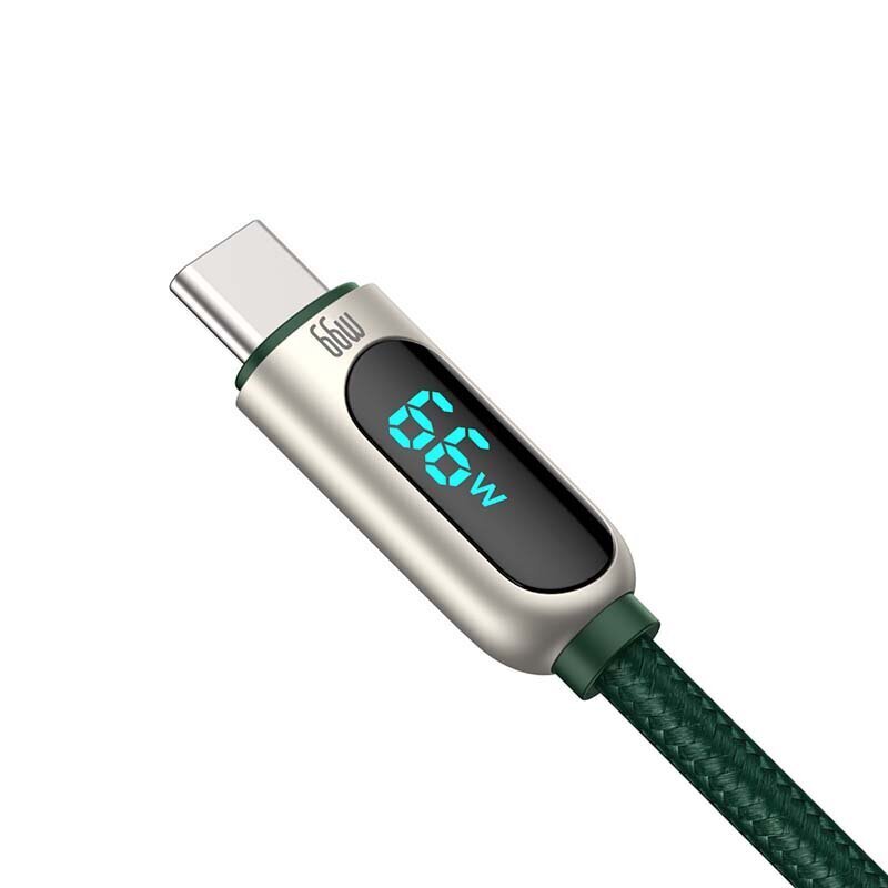 Baseus Display Cable USB to Type-C, 66W, 2m (green) hind ja info | Mobiiltelefonide kaablid | kaup24.ee