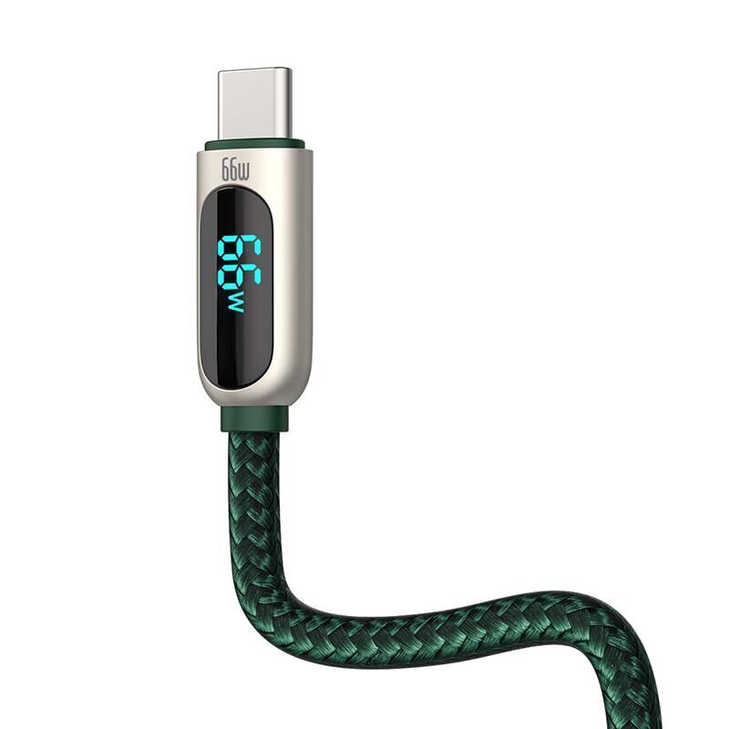 Baseus Display Cable USB to Type-C, 66W, 2m (green) hind ja info | Mobiiltelefonide kaablid | kaup24.ee