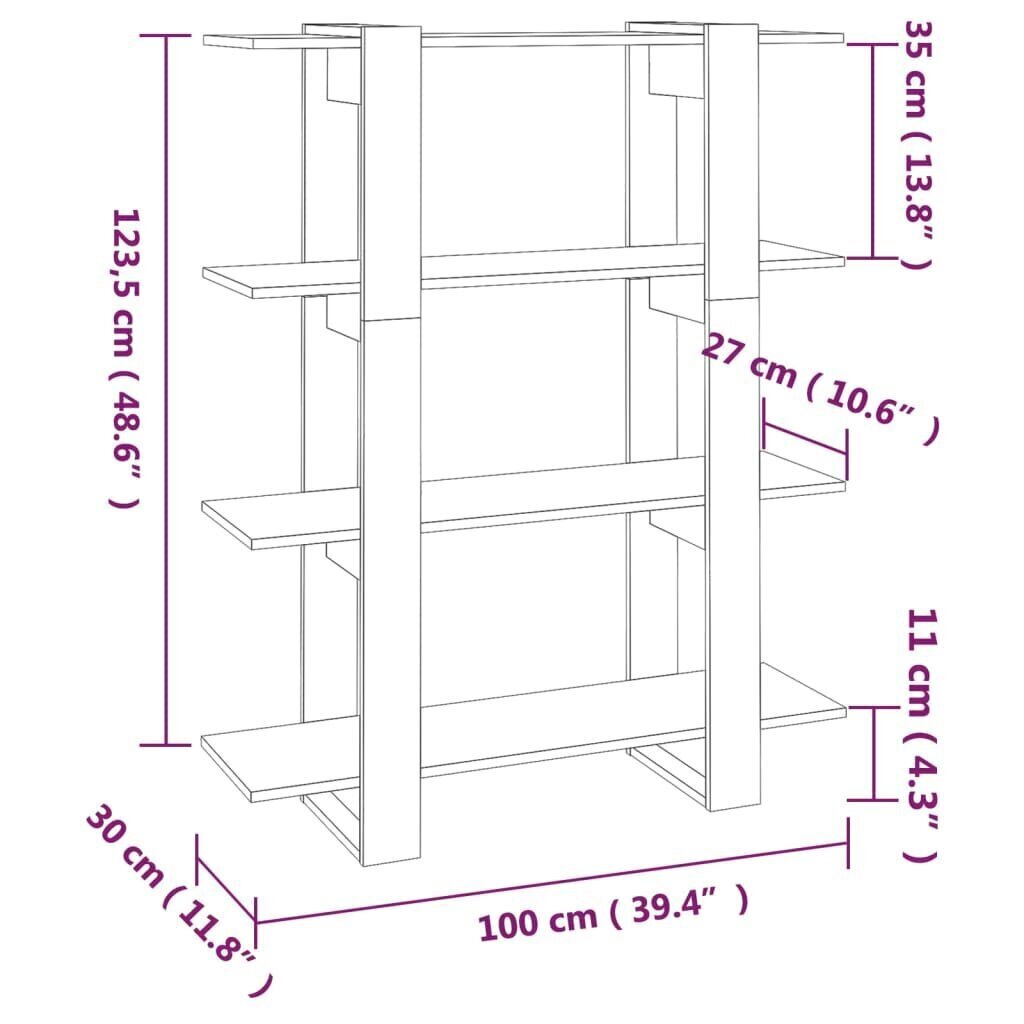 vidaXL raamaturiiul/ruumijagaja, pruun tamm, 100x30x123,5 cm hind ja info | Riiulid | kaup24.ee