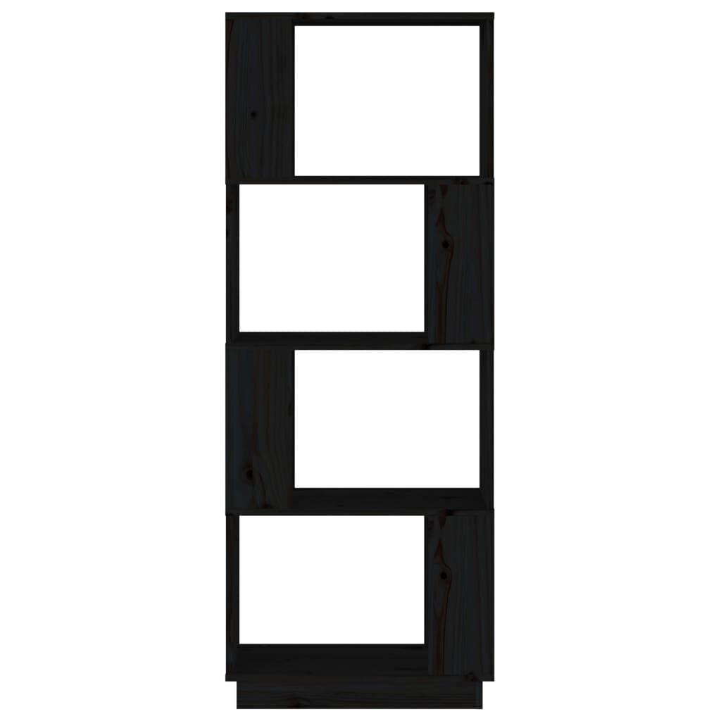 vidaXL raamaturiiul/ruumijagaja, must, 51 x 25 x 132 cm, täismännipuit hind ja info | Riiulid | kaup24.ee