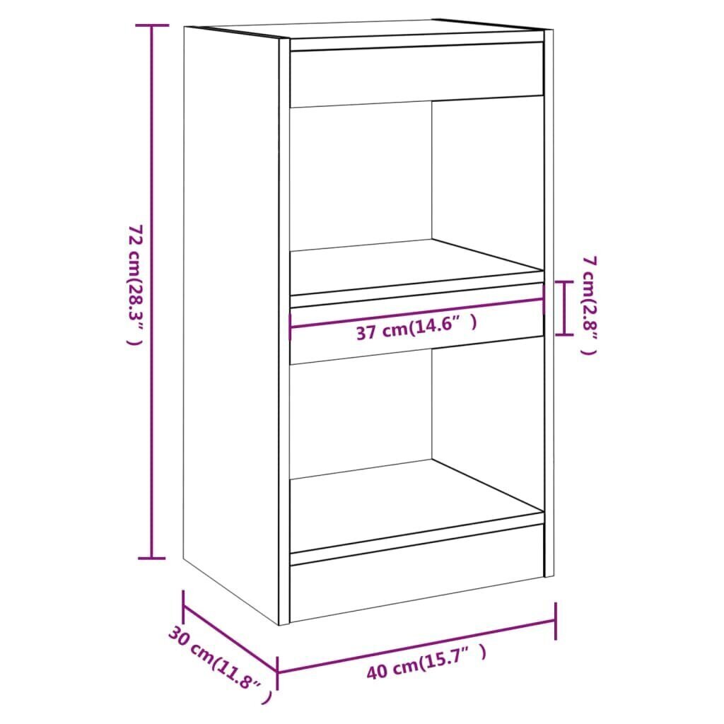 vidaXL raamaturiiul/ruumijagaja, suitsutatud tamm, 40x30x72 cm hind ja info | Riiulid | kaup24.ee