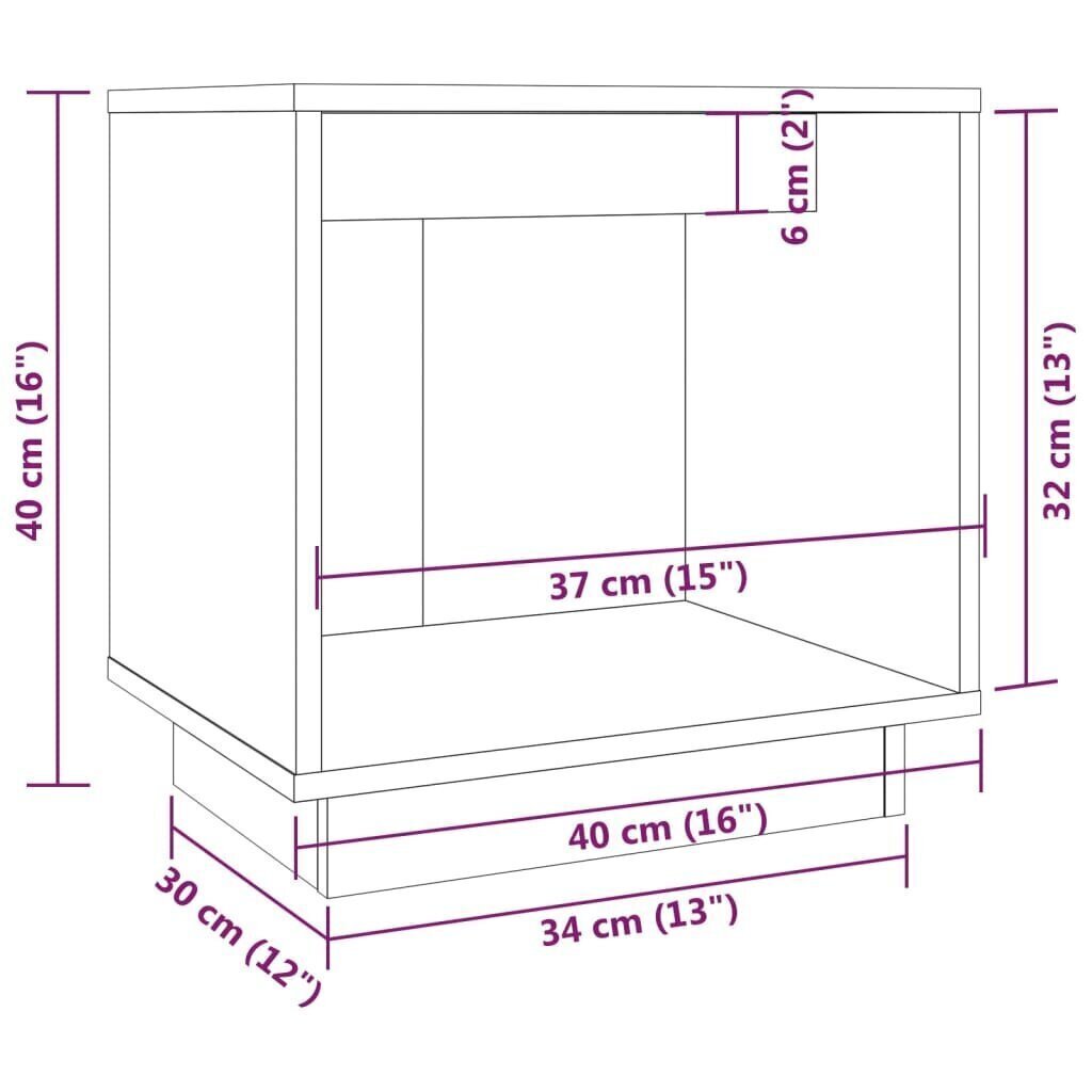 vidaXL öökapid 2 tk, hall, 40 x 30 x 40 cm, männipuit hind ja info | Öökapid | kaup24.ee