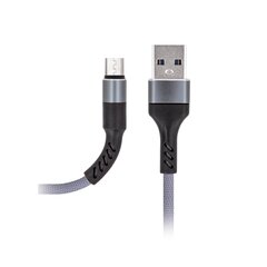 Maxlife MXUC-01 cable USB - microUSB 1,0 m 2A grey nylon hind ja info | Mobiiltelefonide kaablid | kaup24.ee