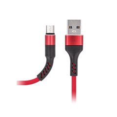 Maxlife MXUC-01 cable USB - microUSB 1,0 m 2A red nylon цена и информация | Кабели для телефонов | kaup24.ee