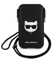-Чехол Karl Lagerfeld Choupette Head Saffiano PU Pouch L Black цена и информация | Чехлы для телефонов | kaup24.ee
