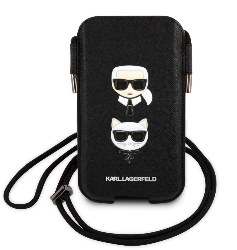 Karl Lagerfeld Choupette Head Saffiano PU Pouch S/M Black цена и информация | Telefoni kaaned, ümbrised | kaup24.ee